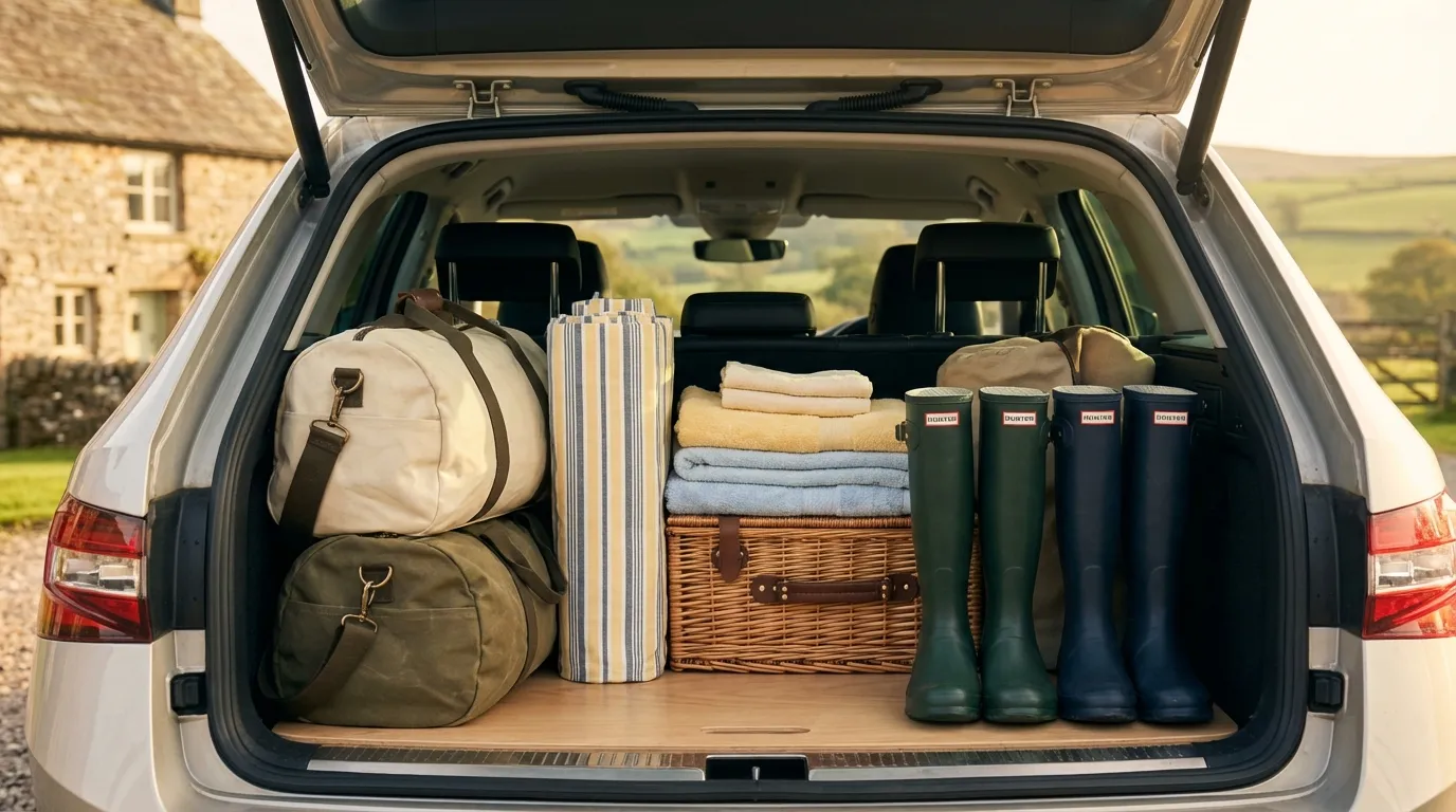 Family car packed and organised for a UK summer holiday