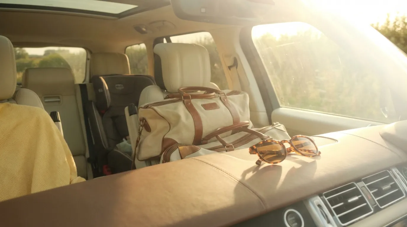 Clean and organised family car interior after summer